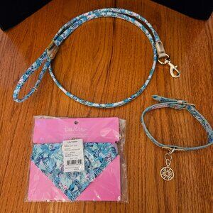 Brand New Lilly Pulitzer Dog Collar, Leash & Bandana - Never Been Used
